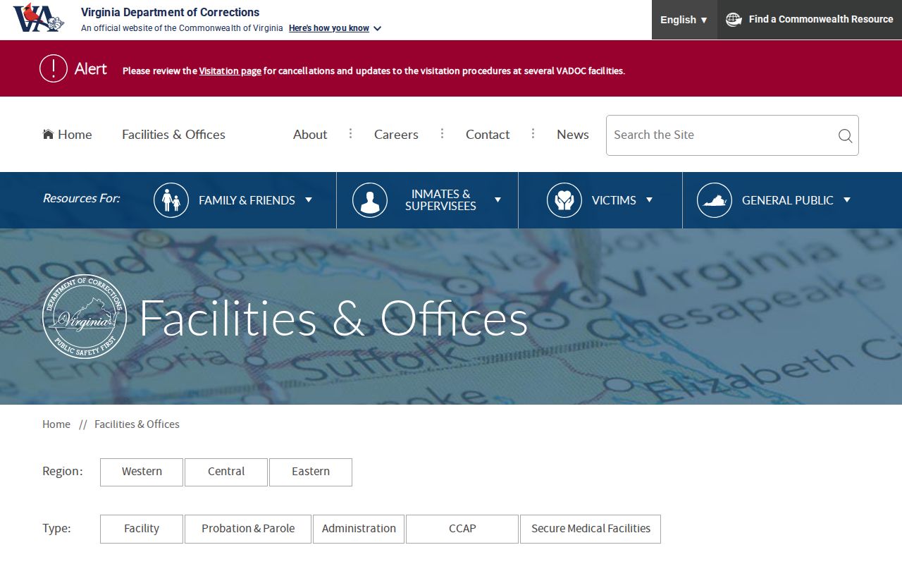 VADOC District 5 office serving Middlesex County parole and probation