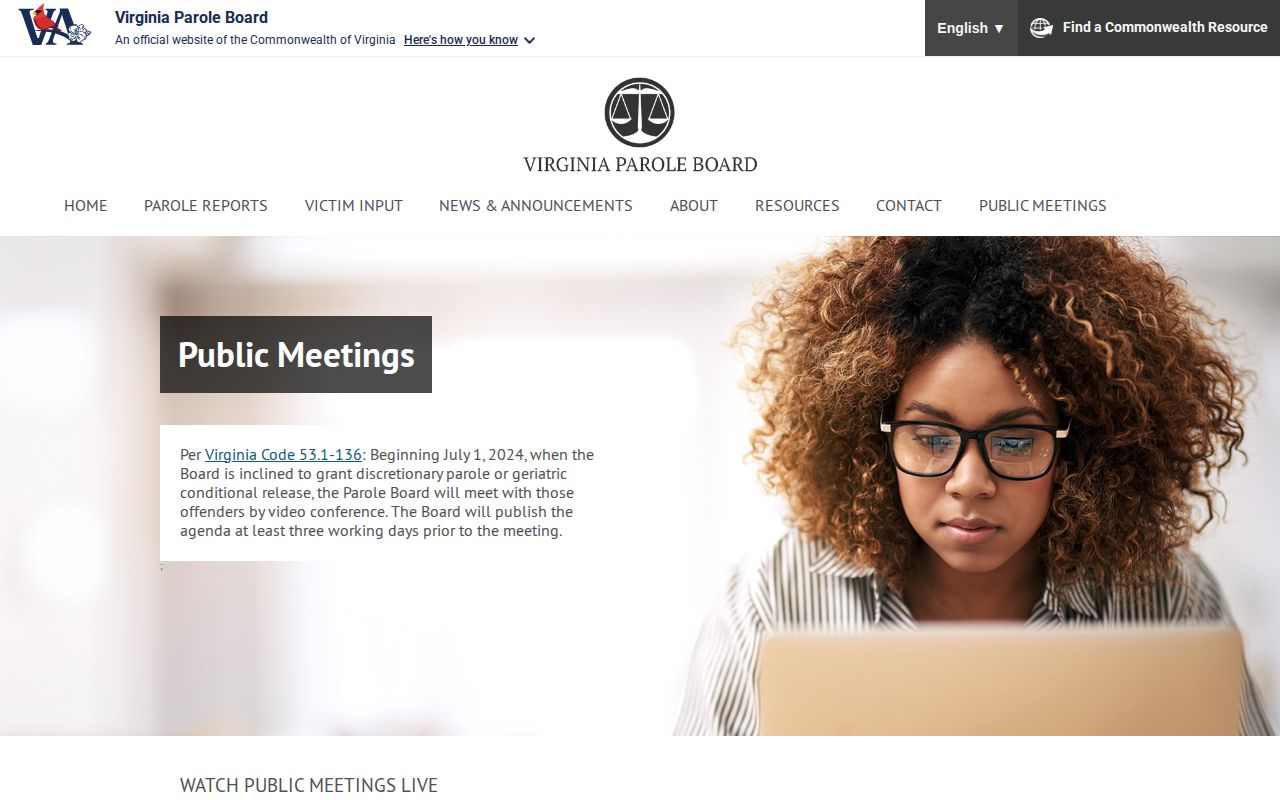 Virginia Parole Board meetings for Middlesex County parole decisions